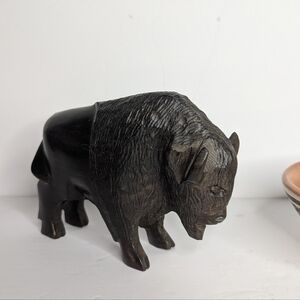 Beautiful Vintage MCM Hand Carved  Ironwood Buffalo/Bison Figurine